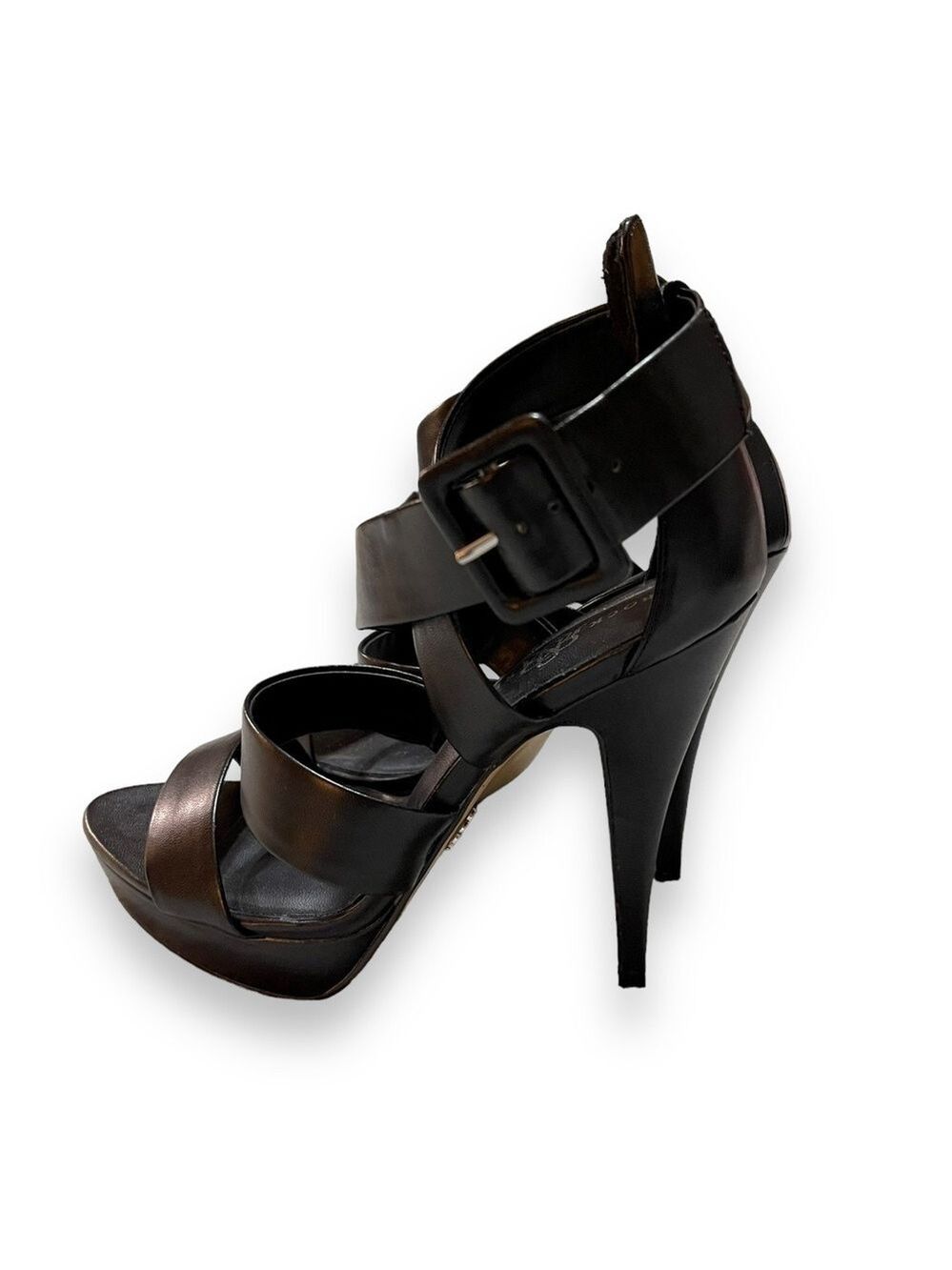 Rock & Republic Black Stiletto 5” Heel Sandals Criss Cross Ankle Strap Size 10M - Picture 3 of 9